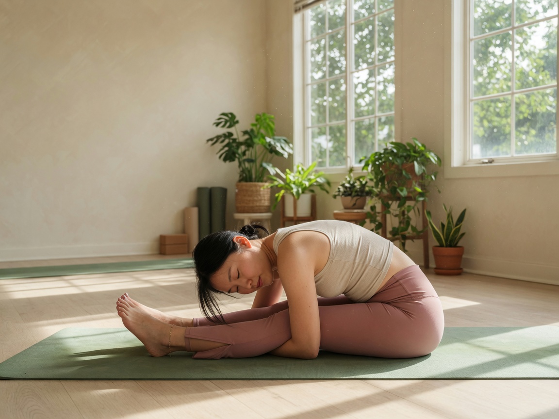 Người tập yoga nhẹ trong phòng sáng